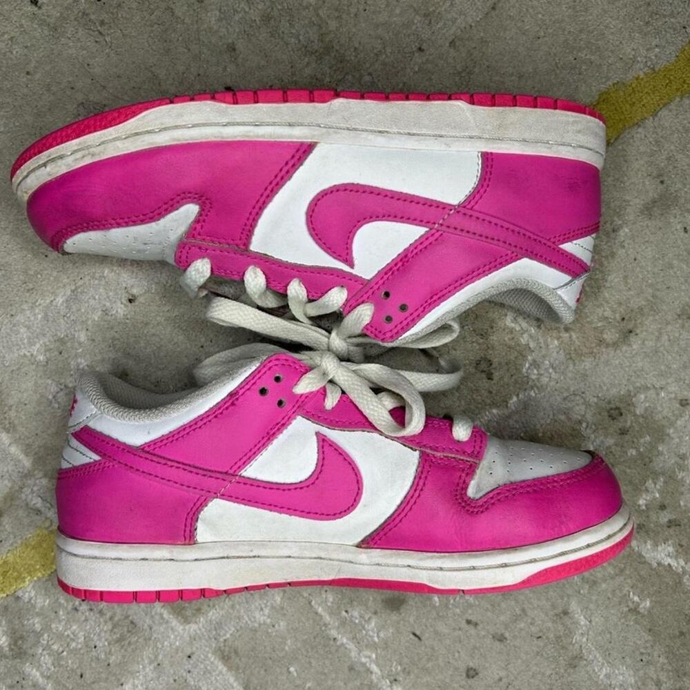 Pink and white nike